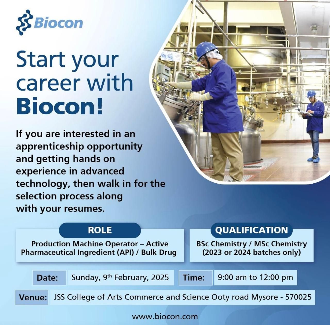 operators at Biocon